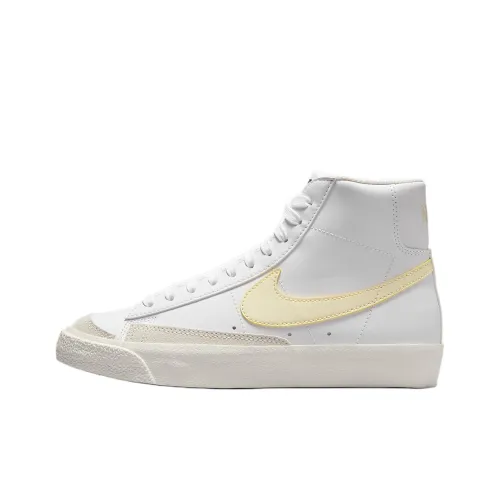 Nike Blazer Mid 77 Противоскользящий устойчивый к истиранию высокий топ для детей скейтбординг белый желтый подростки