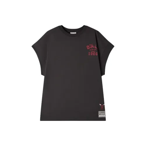 MITCHELL NESS x NBA Chicago Bulls Лайфстайл SU25 100% хлопок Футболка Унисекс Черная