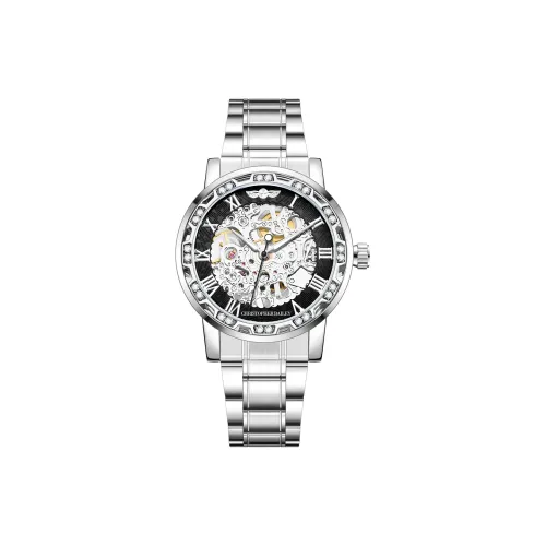 Corriberty Механическое механическое часы из нержавеющей стали с ремешком черный циферблат мужские часы