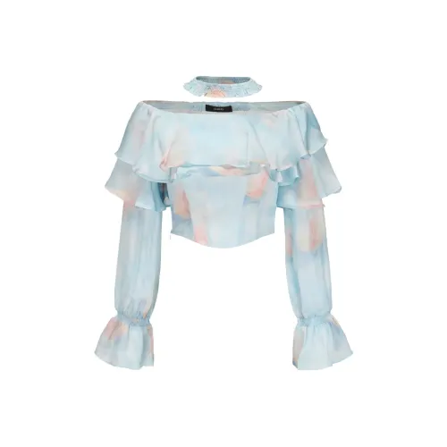 GIMING Синие и Розовые Рубашки с Принтом для Женщин