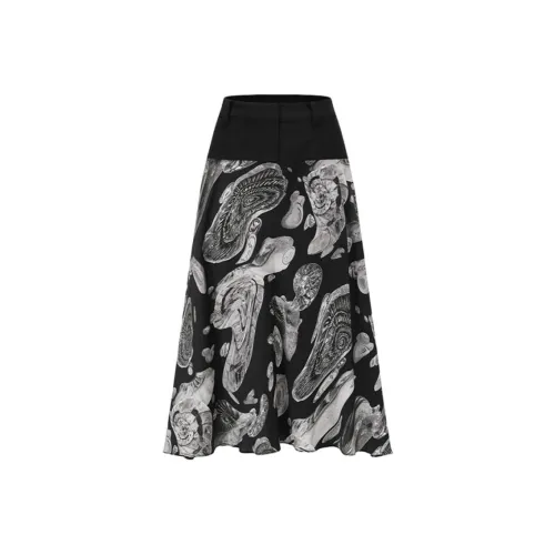 DEEPMOSS Print Женские Повседневные Длинные Юбки