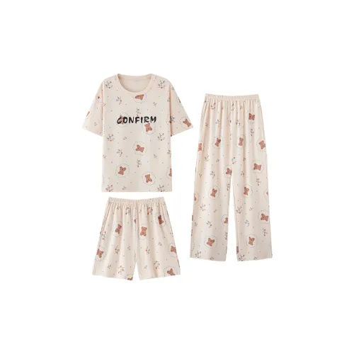 Pretty lady Молочный белый Медвежонок Женские Пижамные комплекты