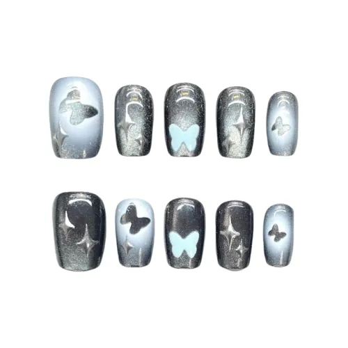 Gentle Welcome Cut Out Бабочка False Nail Короткий Черный Smudge