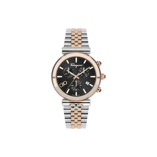 Ferragamo Кварцевые часы механизм ремешок из нержавеющей стали 40 мм черный циферблат унисекс