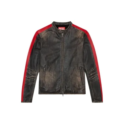 DIESEL FW24 Кожа Куртка Мужская Черная