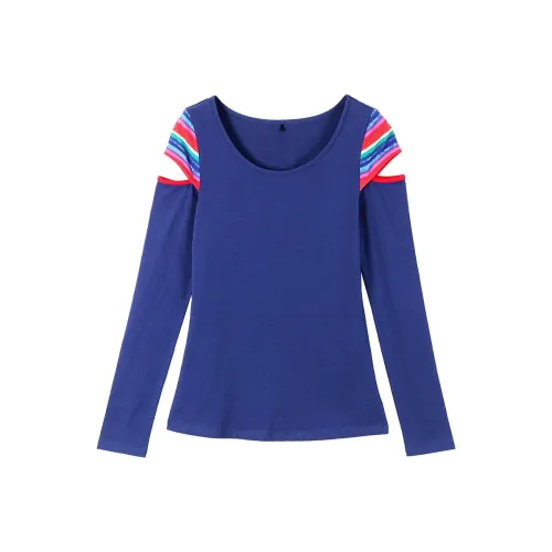 LIEBO Evening Волна Синий Женские T Рубашки