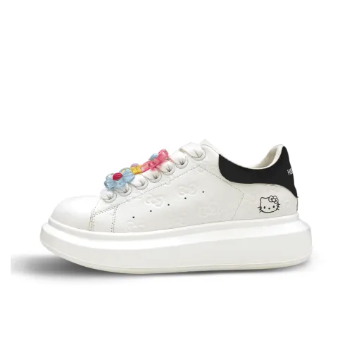 Hello Kitty Белые Скейтборд Кроссовки Низкие Белые Черные Женские