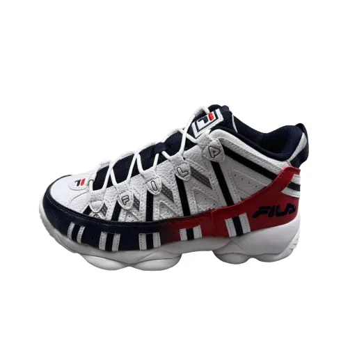 FILA KIDS Stackhouse Slip-resistant Abrasion-resistant MID Топ Детские Баскетбольные Кроссовки Белый Синий Красный Подростки