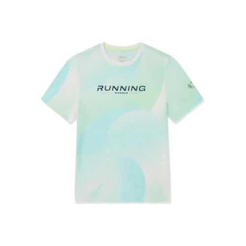 QIAODAN T-рубашка Прозрачный And Прозрачный синий с Full принтом