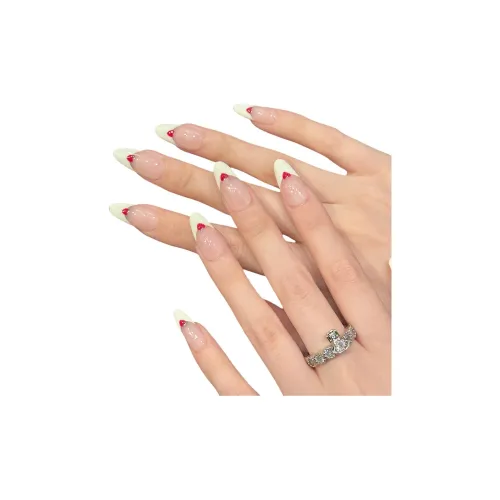 XIAMEIYU Сладкий Wish Минималистский стиль Heart Осветляющий False Nail Oval White Jump Color