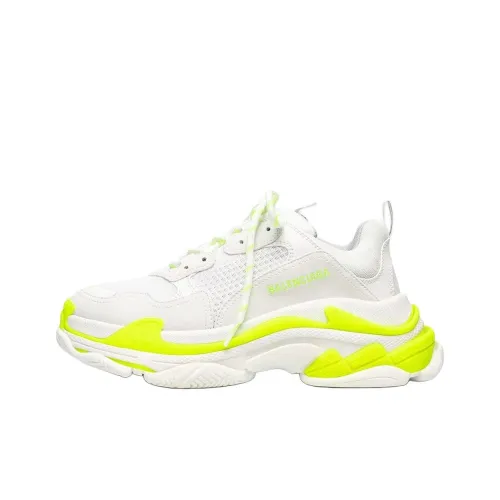 Balenciaga Triple S Low Топ Толстая подошва Кроссовки Мужские Неоново-желтые