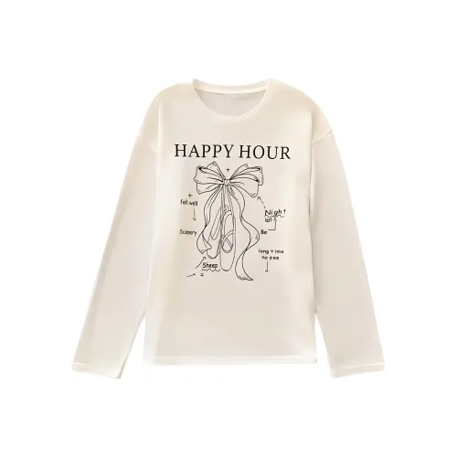 VKXOW Корейский стиль Lazy Стиль Бант Длинный рукав Tee Женские футболки