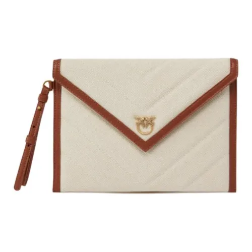PINKO Хлопок Конверт Сумка Клатч Маленький Унисекс Белый и Коричневый