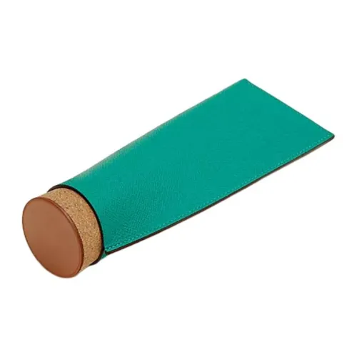 HERMES Телячья кожа Чехол для очков Большой Унисекс Зеленый