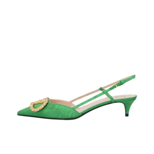 Valentino Vlogo Signature Garavani Узкий каблук Высокие каблуки 4CM Женские Зеленый