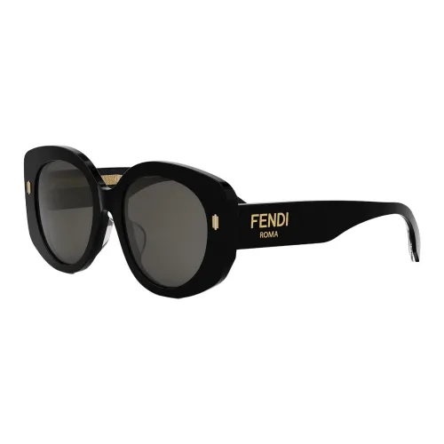 FENDI Пластиковая оправа OVAL SUNGLASSES Женские Черный