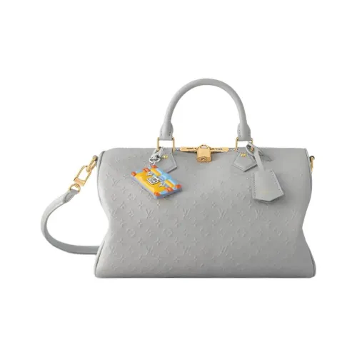 LOUIS VUITTON SPEEDY SOFT Телячья кожа Сумка через плечо Сумка Женская Облачный серый