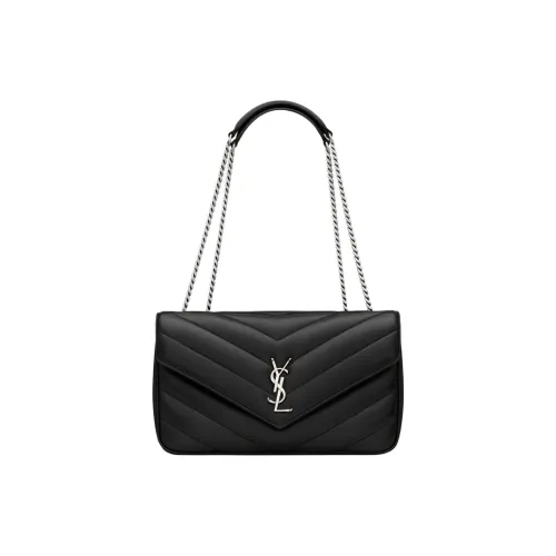 SAINT LAURENT LOULOU Lambskin Сумка через плечо Средняя Женская Черная