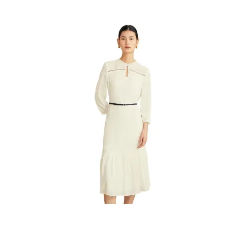 Yiner Длинное платье с длинными рукавами женское кремово-белое