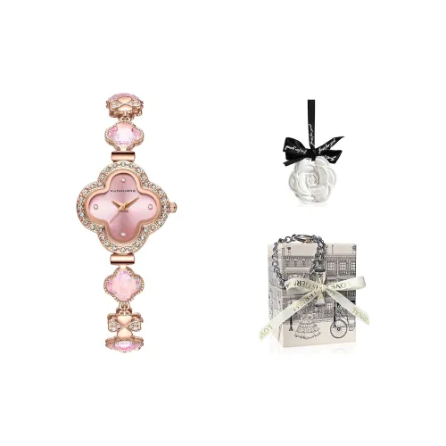 KUN HUANG Кварцевый механизм Часы Женские Розовый циферблат