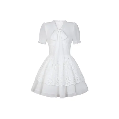 Matsumoto Soso Короткое Платье с Короткими Рукавами Женское