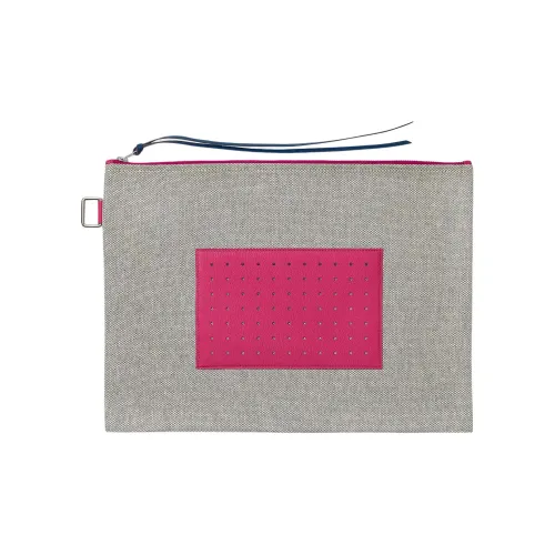 HERMES Navette Козья кожа Клатч Женский Серый и Розово-красный