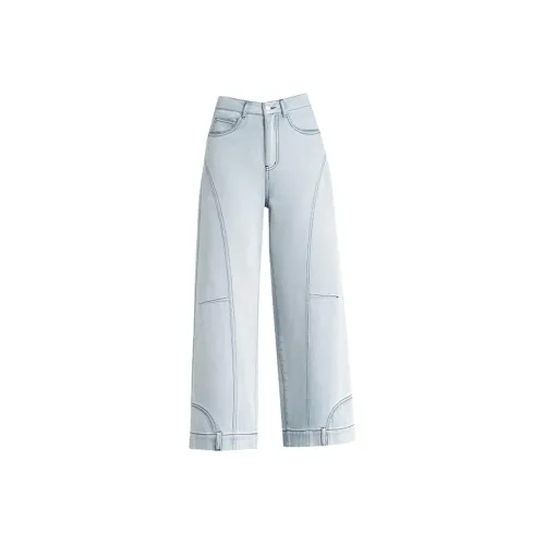 You cow me pants Белый и синий цвет Женские Джинсы