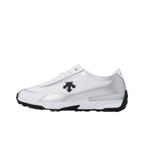 DESCENTE Chron Slip-resistant Abrasion-resistant Low Top Golf Shoes Unisex White Silver DESCENTE Chron Противоскользящие устойчивые к истиранию низкие топы обувь для гольфа унисекс белый серебряный