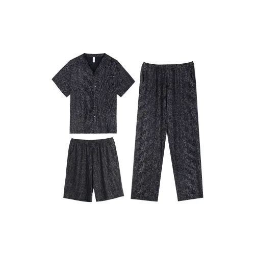 Xuan Liang 73839+74228 Элегантный черный Трехкомпонентный комплект Мужские пижамные комплекты