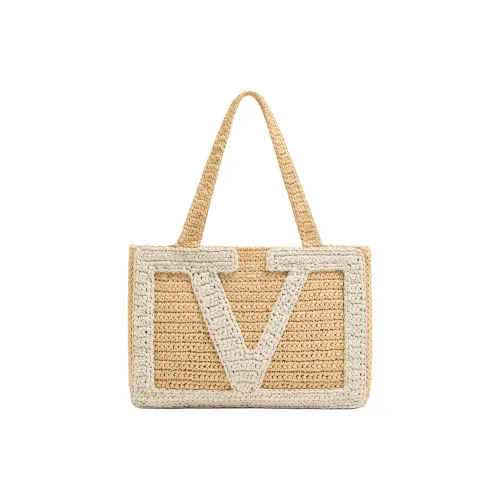 Valentino Raffia Tote Bag Shopping Bag Tote Bag Medium Women's Natural Color
