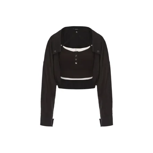 GIMING Белый+Черный Женские Короткие Топы