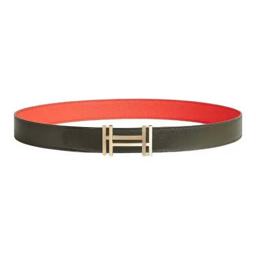 HERMES Металл Телячья кожа Латунь Кожаные ремни Мужской Зеленый 3,2CM