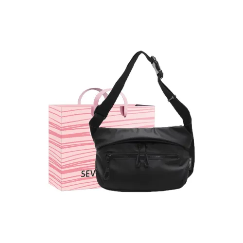 SEVENMOONS ПУ (полиуретан) Сумка через плечо Большая Унисекс Черная