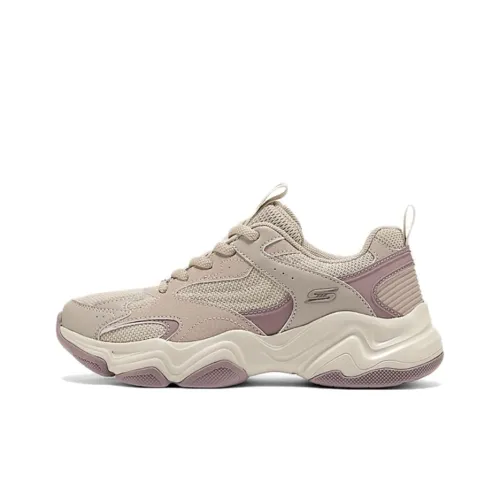 Skechers DLITES Легкие Дышащие Увеличивающие Высоту Низкие Кеды Женские Светлый Тауп