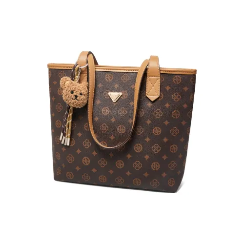 AOKANG Сумка Tote из ПВХ Сумка через плечо Большая Женская Кофейного Экрю цвета