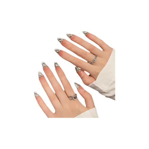 Rui Jin Весенний Летний Ручной Циркон False Nail Миндаль Яркий цвет Однотонный Кошачий глаз