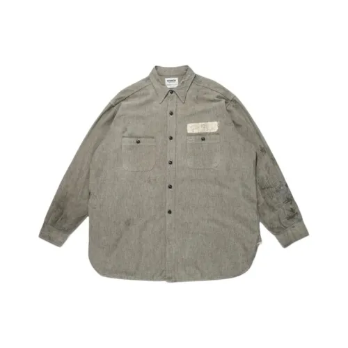 Bowwow SS25 PRISONER Черный Шамбре Рубашка Рубашка Унисекс