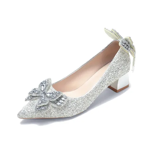 Medd Грубый каблук Высокие каблуки Женские Серебряные