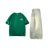 Комплект одежды (Топ из яшмы + Штаны желтого цвета с эффектом грязи)