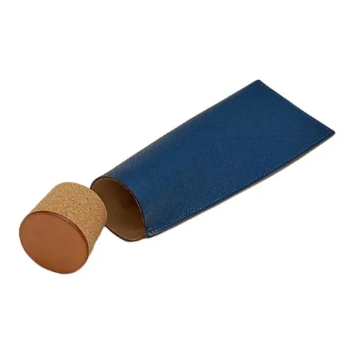 HERMES Чехол для очков из телячьей кожи унисекс темно-синий