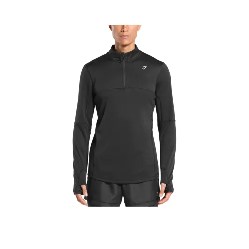 GYMSHARK Беговая рубашка с 1 4-зипом мужская черная