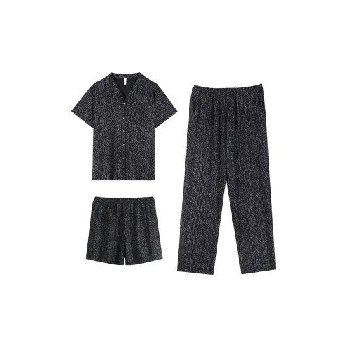 XUANJING 63839+64228 Элегантный черный Трехкомпонентный комплект Пижамные комплекты для женщин