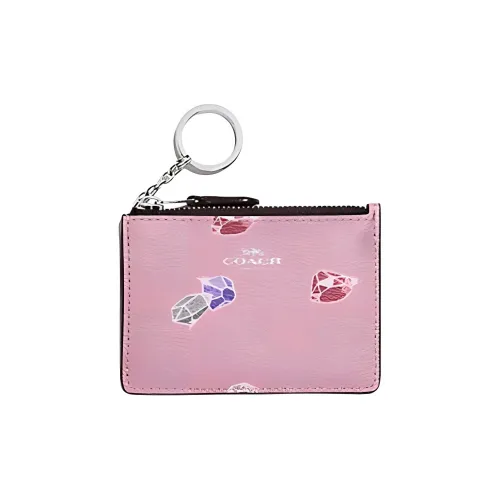 COACH Skinny Id Case Покрытый холст с кожаными вставками K Барная стойка Мини Женские Тюльпан Розовый Серебряный