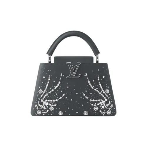 LOUIS VUITTON Capucines Телячья кожа Сумка через плечо Сумка Маленькая Женская Серый Черный