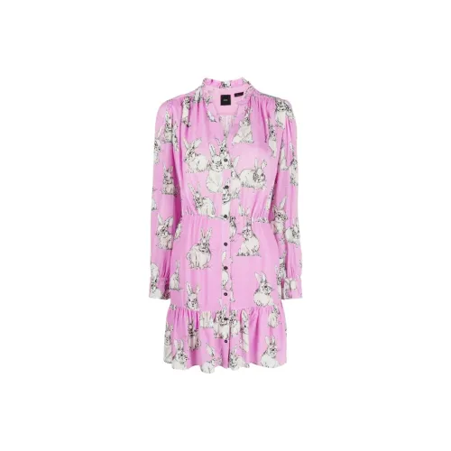 PINKO Розовые Женские Длинные Платья с Рукавами
