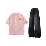 Комплект одежды (Розовый топ + Черные и серые штаны)