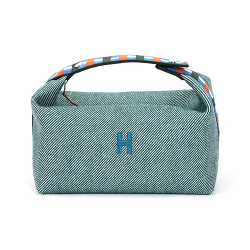 HERMES Невеста a Brac Шерстяная Сумка для туалетных принадлежностей Большая Женская Темно-зеленая