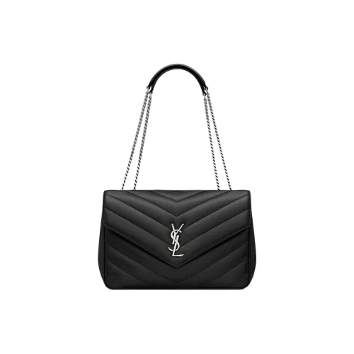 SAINT LAURENT LOULOU Lambskin Сумка через плечо Большая Женская Черная