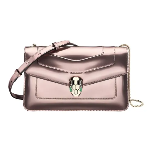 BVLGARI Глянцевая кожа плечо сумка женская розовая