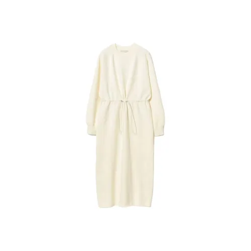 BEAMS Длинное платье с длинными рукавами цвет слоновая кость женское
